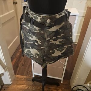 Almost Famous Camouflage Cargo Shorts with Belt